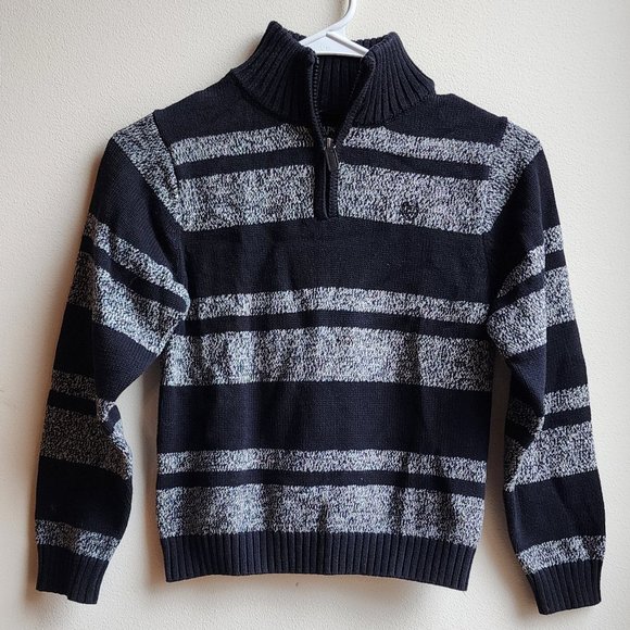 CHAPS Black/Gray Striped Zip-Up Sweater Size 6/7 - Picture 1 of 16